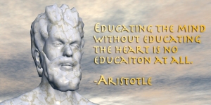 Aristotle with a quote attributed to him.